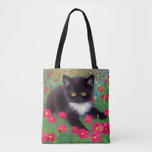 Gustav Klimt Tuxedo Cat Tote Bag (Front)