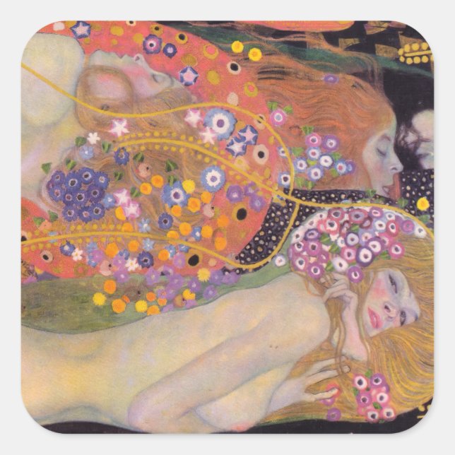 Gustav Klimt - Water Serpents II Square Sticker (Front)
