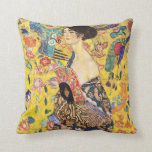 Gustav Klimt , Woman with fan Cushion<br><div class="desc">I made this product for those who like Gustav Klimt.</div>