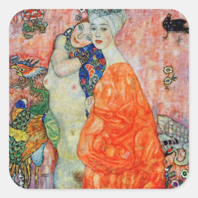 Gustav Klimt - Women Friends Square Sticker (Front)