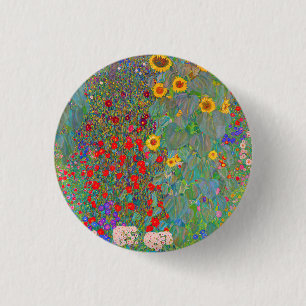 Gustav Klimt's Farm Garden with Sunflowers    3 Cm Round Badge