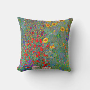 Gustav Klimt's Farm Garden with Sunflowers Cushion
