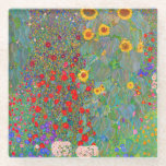 Gustav Klimt's Farm Garden with Sunflowers  Glass Coaster<br><div class="desc">Gustav Klimt's Farm Garden with Sunflowers Glass Coaster.</div>