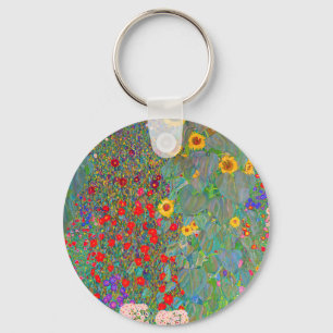 Gustav Klimt's Farm Garden with Sunflowers Key Ring