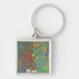 Gustav Klimt's Farm Garden with Sunflowers Key Ring