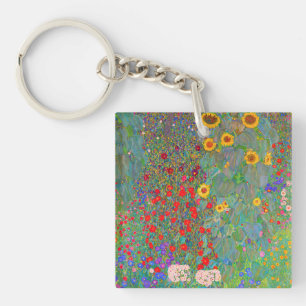 Gustav Klimt's Farm Garden with Sunflowers   Key Ring