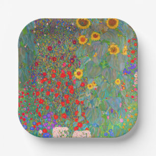 Gustav Klimt's Farm Garden with Sunflowers   Paper Plate