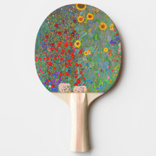 Gustav Klimt's Farm Garden with Sunflowers Ping Pong Paddle
