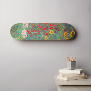 Gustav Klimt's Farm Garden with Sunflowers   Skateboard