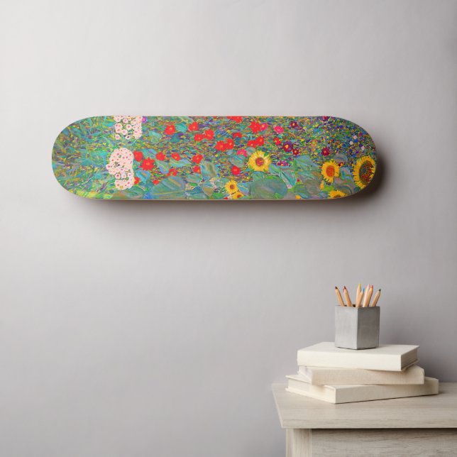 Gustav Klimt's Farm Garden with Sunflowers   Skateboard (Wall Art (Horz))