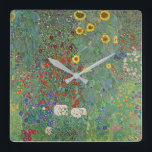 Gustav Klimt's Farm Garden with Sunflowers Square Wall Clock<br><div class="desc">Introducing the "Gustav Klimt's Farm Garden with Sunflowers" Wall Clock: A Timepiece that Transcends Time Itself! Immerse yourself in the mesmerising beauty of Klimt's masterpiece, meticulously captured in high-quality detail and resolution. Our digitally enhanced rendition brings this iconic artwork to life, allowing you to embrace the enchanting world of art...</div>