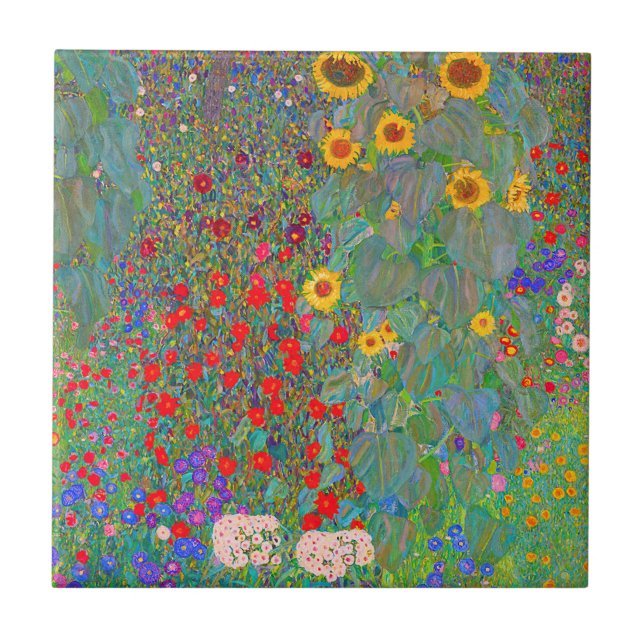 Gustav Klimt's Farm Garden with Sunflowers Tile (Front)