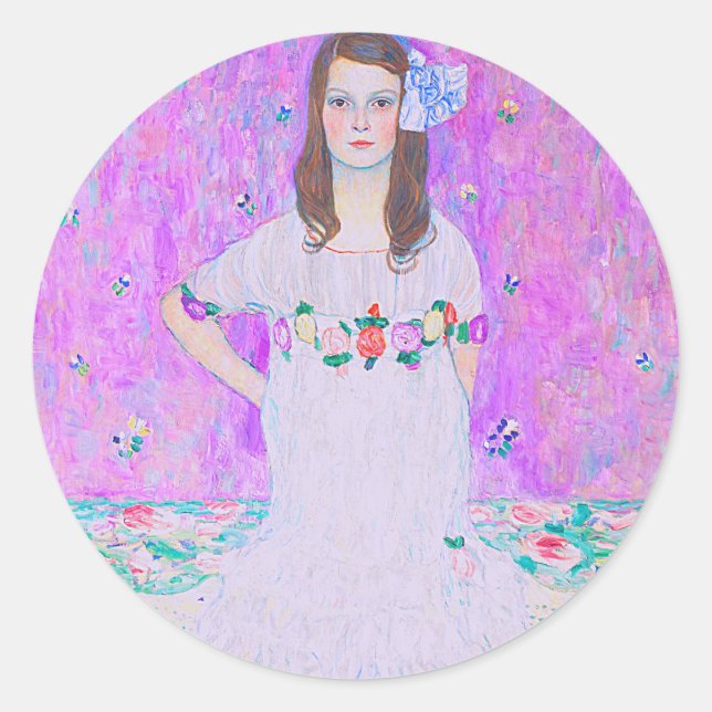 Gustav Klimt's Mäda Primavesi paintng   Classic Round Sticker (Front)