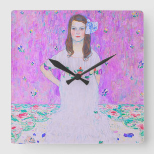 Gustav Klimt's Mäda Primavesi paintng   Square Wall Clock