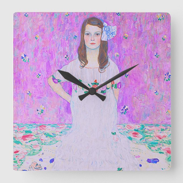 Gustav Klimt's Mäda Primavesi paintng   Square Wall Clock (Front)