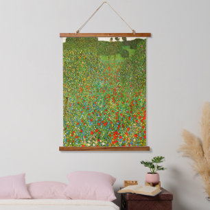 Gustav Klimt's Mohnfeld (1907) famous painting.    Hanging Tapestry