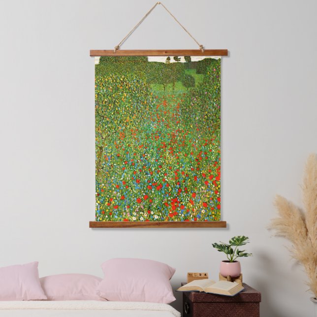 Gustav Klimt's Mohnfeld (1907) famous painting.    Hanging Tapestry (Bedroom)