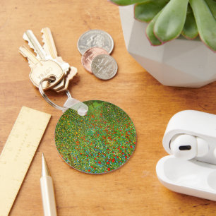 Gustav Klimt's Mohnfeld (1907) famous painting. Key Ring