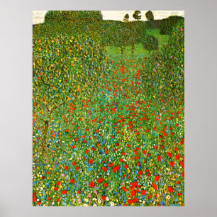Gustav Klimt's Mohnfeld (1907) famous painting. Poster