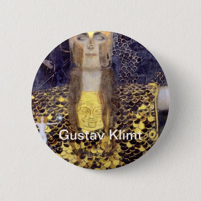 Gustav Klimt's Pallas Athena famous painting 6 Cm Round Badge (Front)