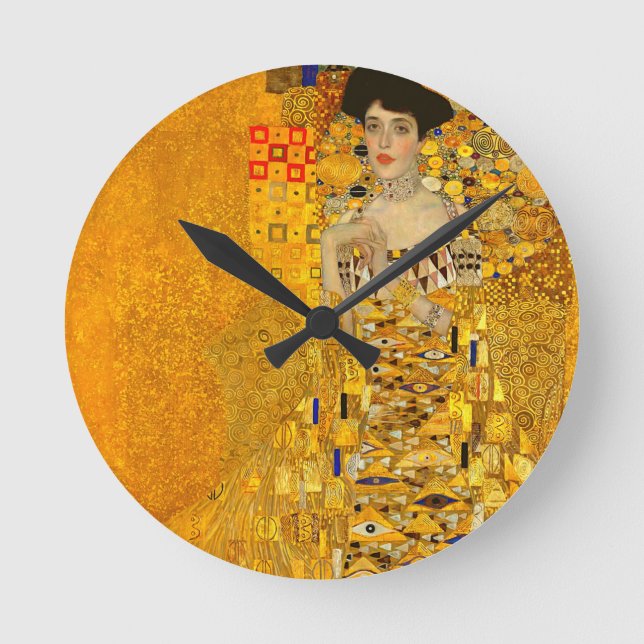 Gustav Klimt's Portrait of Adele Bloch-Bauer I  Round Clock (Front)