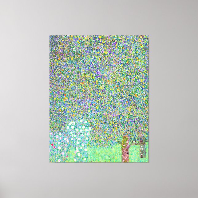 Gustav Klimt's Rosebushes under the Tree painting Canvas Print (Front)