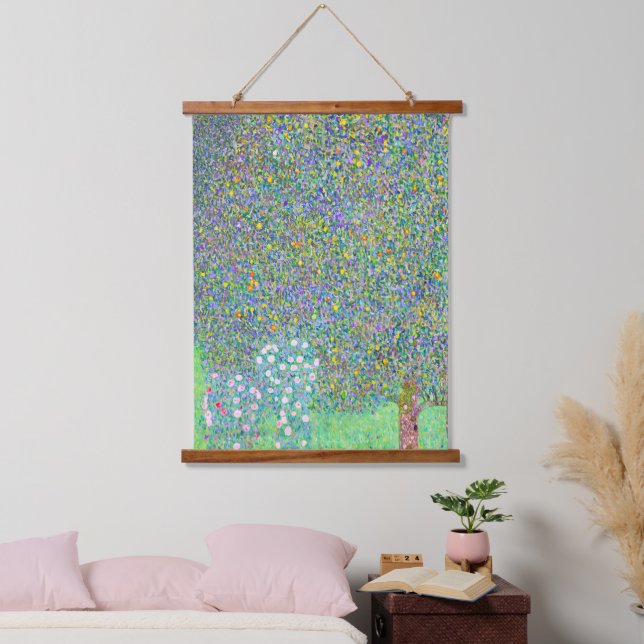 Gustav Klimt's Rosebushes under the Tree painting  Hanging Tapestry (Bedroom)