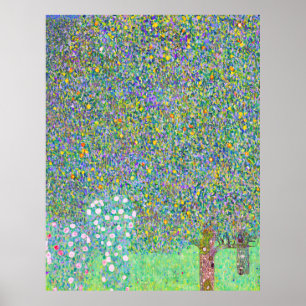 Gustav Klimt's Rosebushes under the Tree painting  Poster