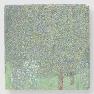 Gustav Klimt's Rosebushes Under the Trees, 1905 Stone Coaster