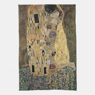 Gustav Klimt's The Kiss (circa 1908) Tea Towel
