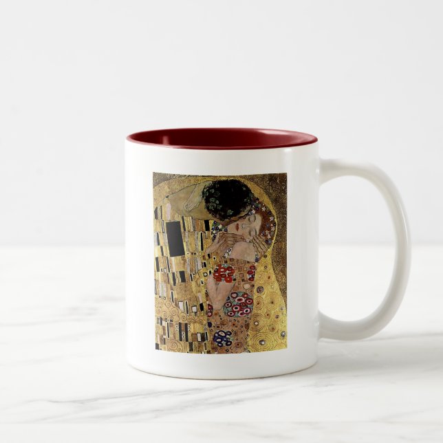 Gustav Klimt's The Kiss Detail (circa 1908) Two-Tone Coffee Mug (Right)