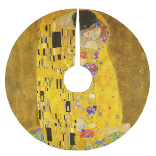 Gustav Klimt's The Kiss famous painting. Brushed Polyester Tree Skirt