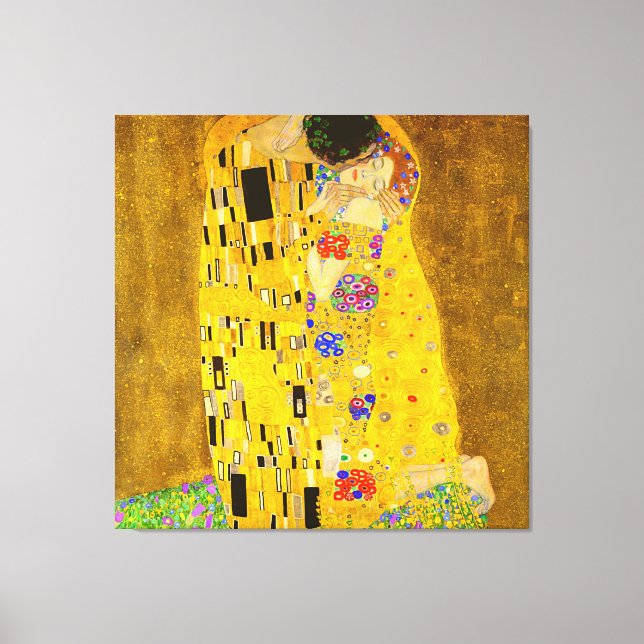 Gustav Klimt's The Kiss famous painting.    Canvas Print (Front)