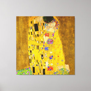 Gustav Klimt's The Kiss famous painting.    Canvas Print