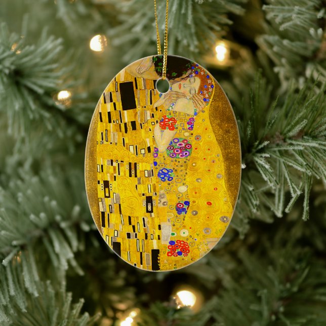 Gustav Klimt's The Kiss famous painting.   Ceramic Tree Decoration (Tree)