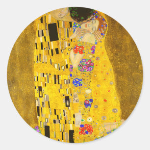 Gustav Klimt's The Kiss famous painting. Classic Round Sticker