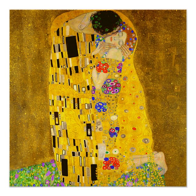 Gustav Klimt's The Kiss famous painting.  Poster (Front)
