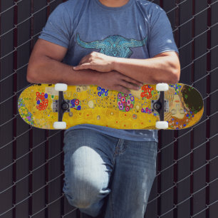 Gustav Klimt's The Kiss famous painting.   Skateboard