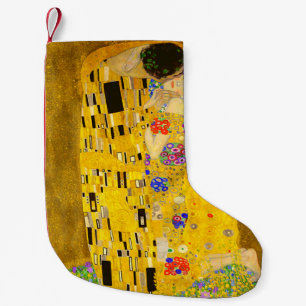 Gustav Klimt's The Kiss famous painting Small Christmas Stocking