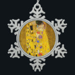 Gustav Klimt's The Kiss famous painting.      Snowflake Pewter Christmas Ornament<br><div class="desc">Gustav Klimt's The Kiss famous painting.  Snowflake Pewter Christmas Ornament.</div>