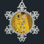 Gustav Klimt's The Kiss famous painting.      Snowflake Pewter Christmas Ornament<br><div class="desc">Gustav Klimt's The Kiss famous painting.  Snowflake Pewter Christmas Ornament.</div>