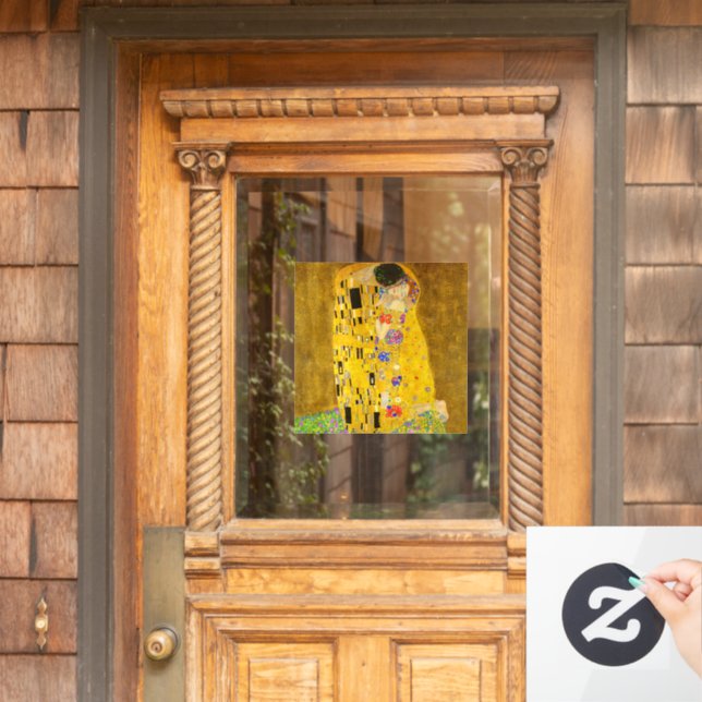 Gustav Klimt's The Kiss famous painting.  Window Cling (Home Door)