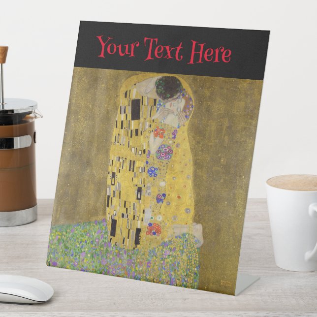Gustav Klimt's The Kiss Painting Art  Pedestal Sign (In SItu)