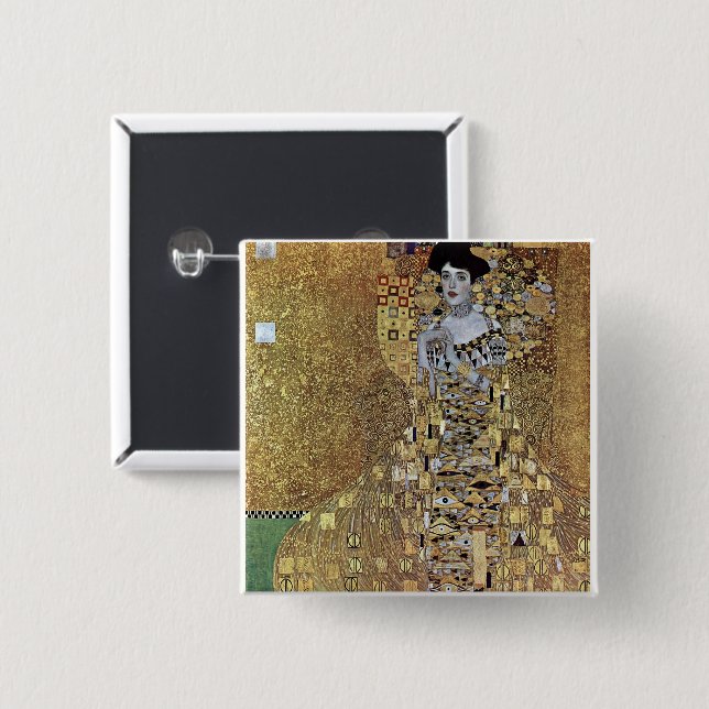 Gustav Klimt's The Lady in Gold, Adele Bloch-Bauer 15 Cm Square Badge (Front & Back)