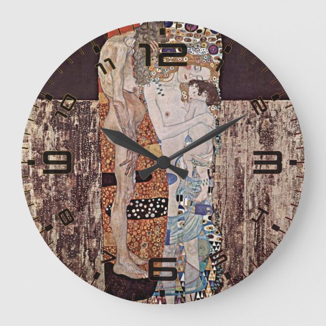 Gustav Klimt's The Three Ages of the Woman Large Clock (Front)
