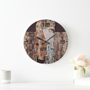 Gustav Klimt's The Three Ages of the Woman Large Clock