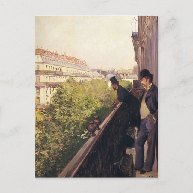 Gustave Caillebotte:A Balcony, Boulevard Haussmann Postcard (Front)