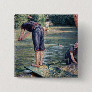 Gustave Caillebotte - Bathers, Bank of the Yerres 15 Cm Square Badge