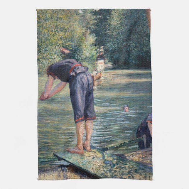 Gustave Caillebotte - Bathers, Bank of the Yerres Tea Towel (Vertical)