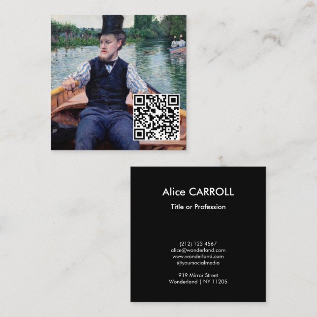 Gustave Caillebotte - Boating Party - QR Code Square Business Card (Front/Back)